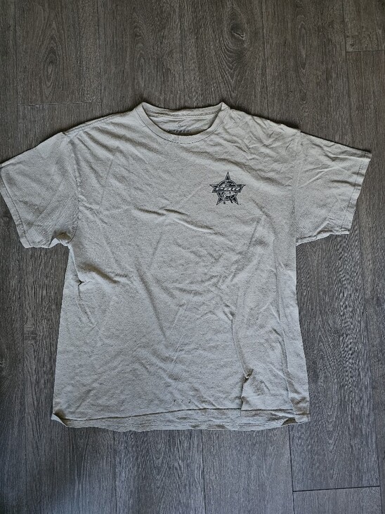 Pbr Other - VintageMen's Short Sleeve Crew Neck Tee in Light Tan with Chest & Back Graphic